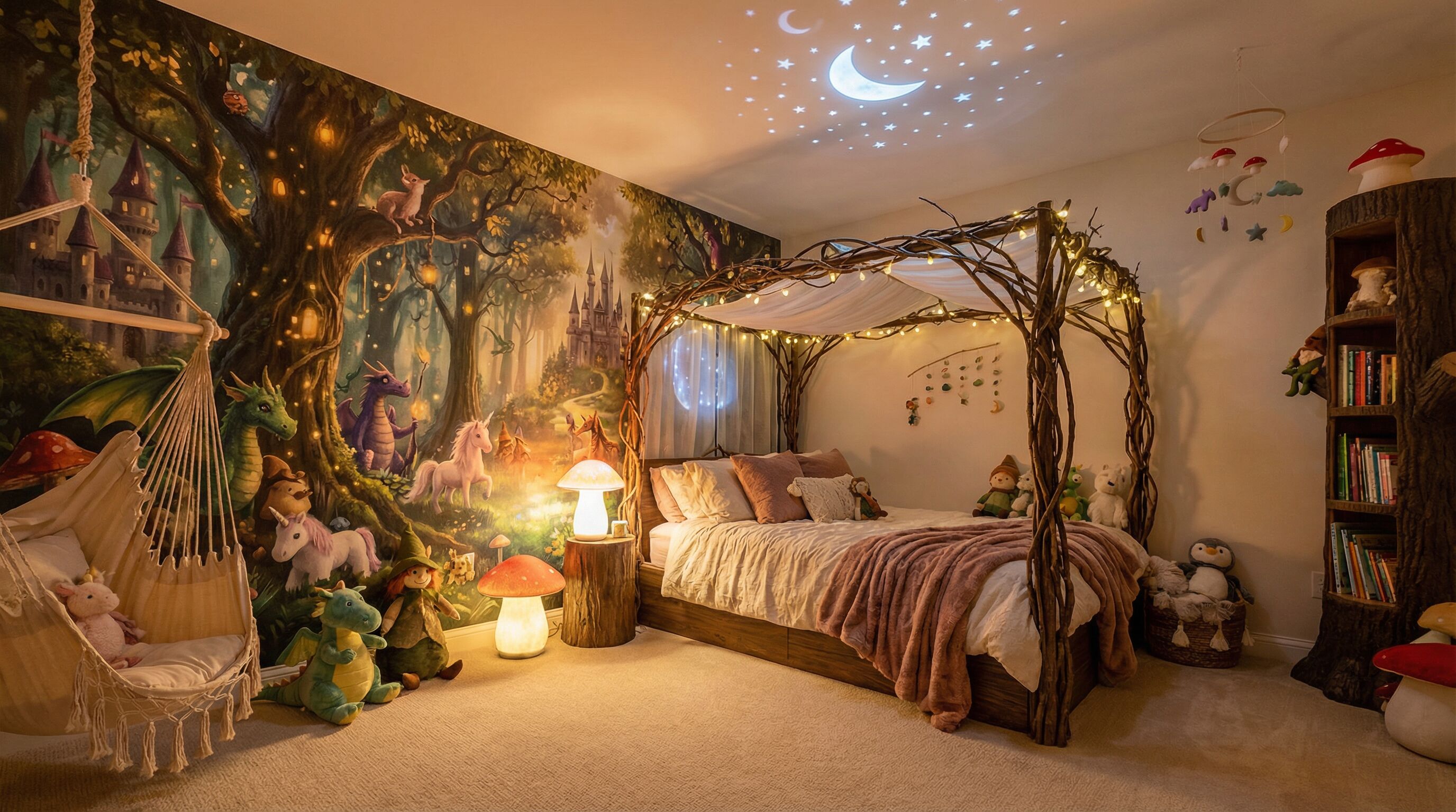 Quarto Infantil Mágico com Papel de Parede Fantasia