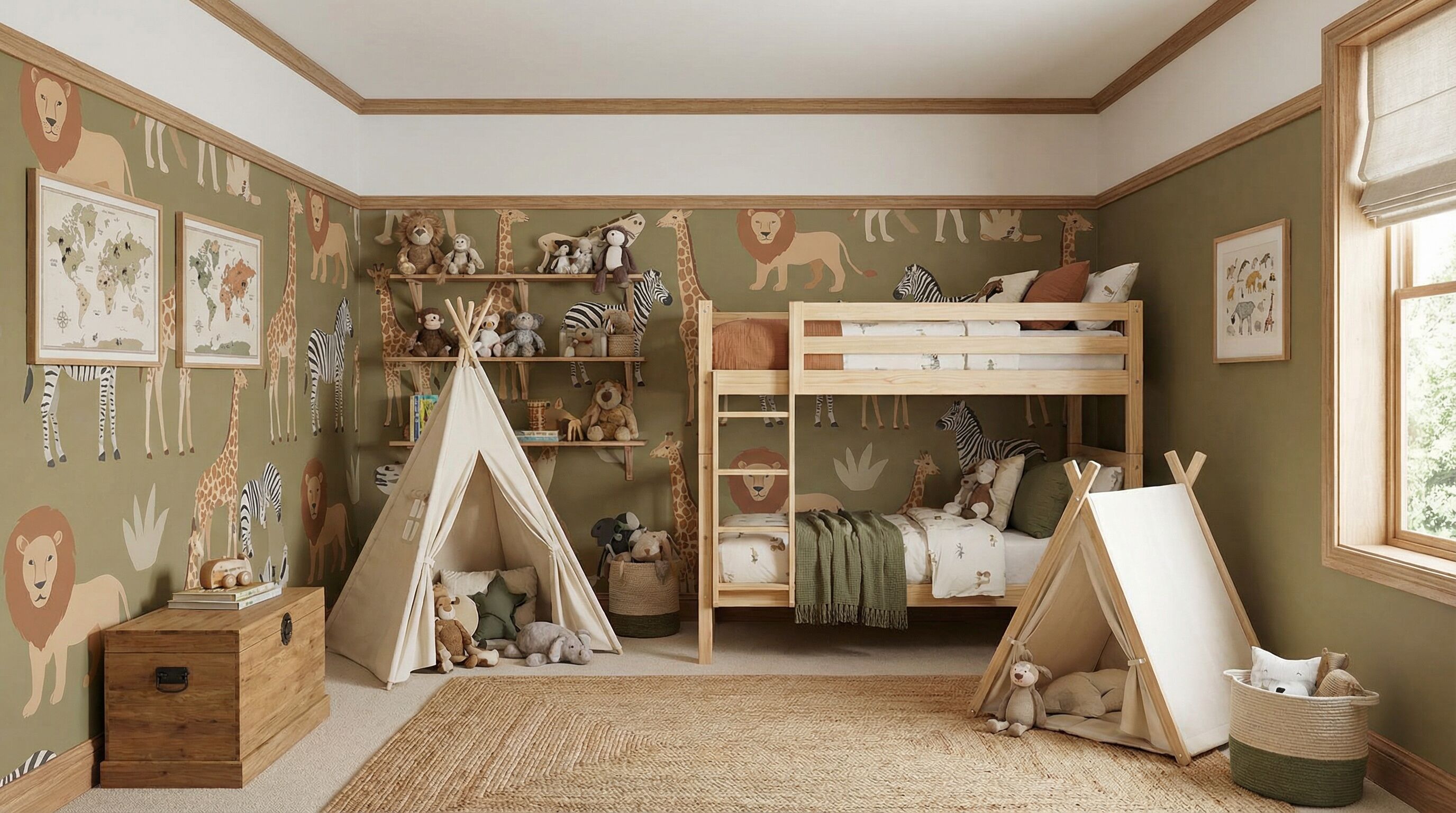 Quarto Infantil Zoo com Papel de Parede Natureza