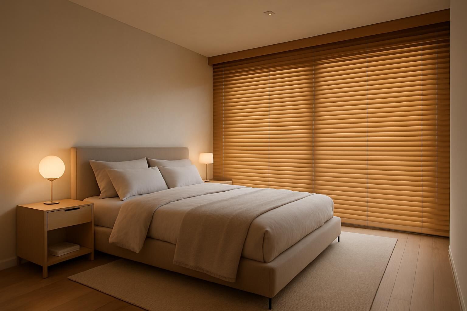 Quarto com Persianas de Madeira Motorizadas em Blumenau - Aurora Casa